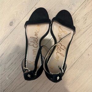 Sam Edelman Black Suede Open-Toe Ankle-Strap Heels